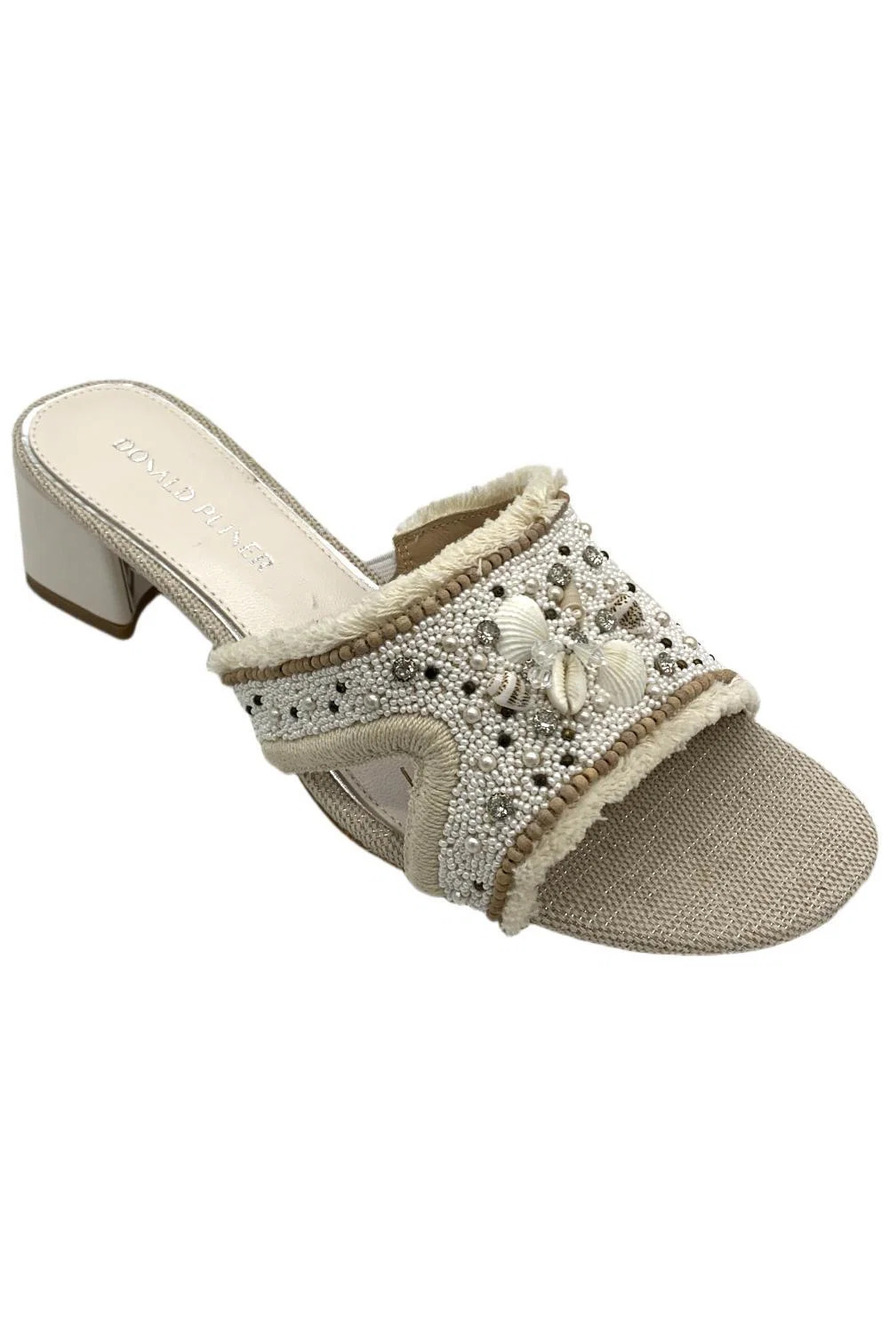 Donald Pliner Women's Kaylan Heel Sandals Natural Beaded - Medium